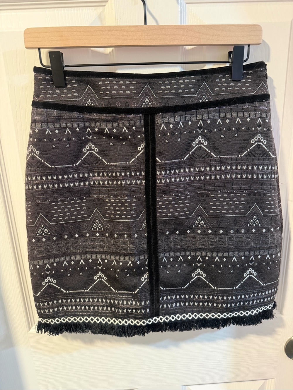 Aztec Black and Silver Patterned Mini Skirt